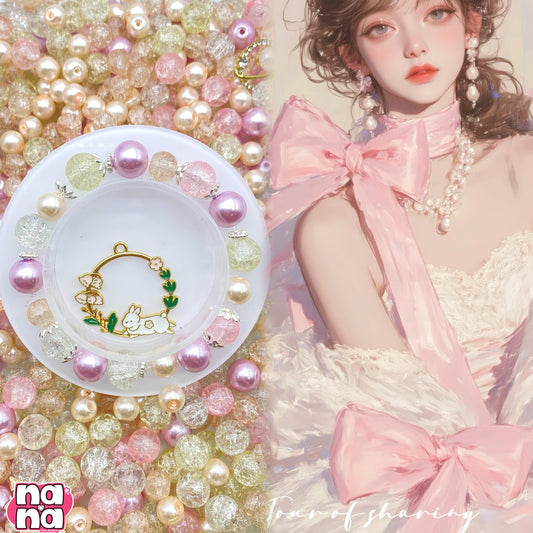 【A561】春とウサギ   高品質ガラスXパール（8+10）