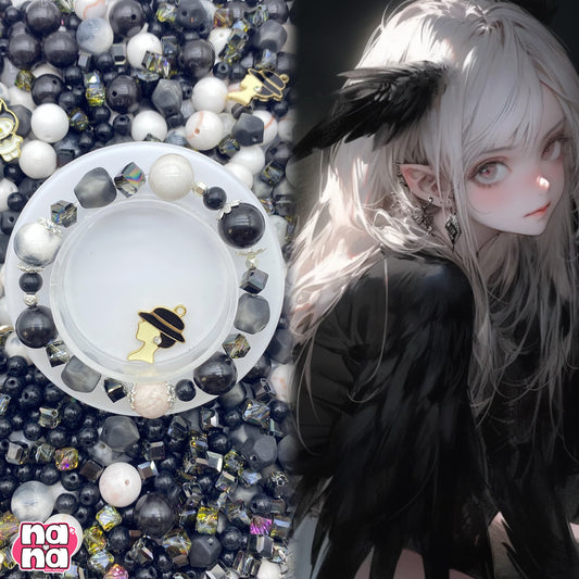 【A574】ギリギリダンス    高品質天然石（ペルシャ玉）X木のビーズX樹脂XクリスタルXガラス（6+12）